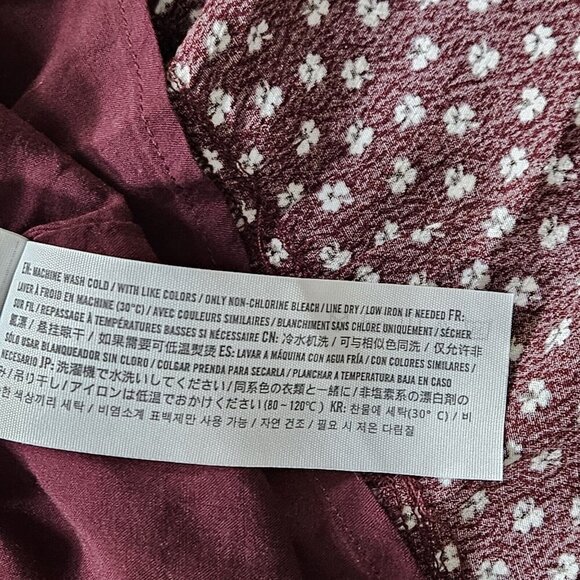 Abercrombie & Fitch Wrap Dress Women PL Wine Beige Mini Lined Ties Dainty Floral - Picture 16 of 16